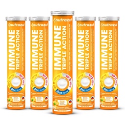 szernrazul Immun Triple Action Effervescent tabletta C-vitaminnal 1000mg, D-vitamin, cink, Support Daily Routine, Gluten- Free, Sugar- Free, Lactose- Free, Orange Flavor, 20 tabletta (5x20-as csomag)