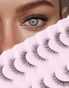 Onlyall Natural Lash Wispy Lash Natural Look False Eyelash Natural Forred Eyelash False Lash Soft Fluffy Lash 7 Pairs D1 Natural (6- 13MM)