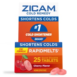 Zicam Cold Remedy Cink Rapidmelts, Cherry Flavor, Homeopátiás, Cold Shorting Medicine, Rövidek Hideg Időtartam, 25 Számlás