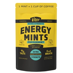 Viter Energy Extra Strength Koffeintartalmú menta 80 mg koffein, B Vitaminok, Sugar Free. (Peppermint, 8oz, Tömegzsák)