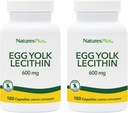 NaturesPlus Tojás Yolk Lecitin - 600 mg, 180 kapszula - 2 darabos csomag - Szójamentes, gluténmentes - 180 teljes adag