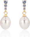 18K arany tálca Sterling Ezüst Dangle Fehér Drop Kézzel kiválasztott Minőségi Freshwater tenyésztett Pearl Esküvői fülbevalók Cubic Zirconia Crystals Pearl Bridal fülbevaló ékszerek menyasszonyok