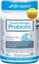 Life- Space Double Strength Broad Spectrum Probiotic, 64 milliárd CFU & 15 Diverse Strains, Redverse Formuled for Digestive Health & Immune Health, Probiotics for Women & Men - 30 Veg Capsules
