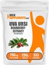 BulkSupplements.com Bearberry Leaf Extract Powder - Uva Ursi Extract, Herbal Supplement - Vegan & Gluten Free, 750mg per Serving, 250g (8.8 oz) (1-es csomag)