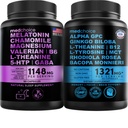 MEDCHOICE Sleep Melatonin (90ct) és Nootropic Brain (60ct) Supplement Bundle - Wellness Duo alvásra, agy, fókusz, & Mood Support - Vegan, Non-GMO, gluténmentes