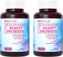 BioEmblem Beauty Probiotics for Women, 35 milliárd CFU 14 Strains with Biotin, Collagen, Prebiotics for Digestive Health, Haj Skin and Nails, Vaginal Probiotics Supplement, Table Stable Stable, 60 Caps