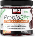 Force Factor Probioslim Kombucha Gummees for Digestive Health, Probiotics for Women and Probiotics for Men Made with 5 Billion CFU, Kombucha SCOBY Probiotic Gumies, Peach, 60 Gummies