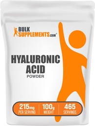 BulkSupplements.com Hyaluronic Acid Powder - mint nátrium Hyaluronate, Hyaluronic Acid Supplements - Food Grade, Gluten Free - 215 mg per Serving, 100g (3.5 oz) (1x csomag)