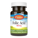 Carlson - Folic Acid, 400 µg, Fontos terhességi támogatás, magzati fejlődés, 300 tabletta