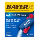 Bayer Rapid Relief Powder Packs with Aspirin & koffein, Dissolable Fast Action Pain Relief for Fejfájás, Izom- és Testfájdalom, Málna Flavor (Csomagolás változhat), Pack of 3 x 10 Count