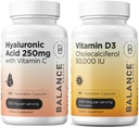 Balancebreens Tiszta hialuronsav 250mg C-vitaminnal 50 mg + D3-vitamin 50 000 NE kiegészítés Combo