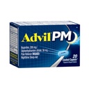 Advil PM (20 gróf) Fájdalom Reliever / Éjszakai alvástámogatás bevont Caplet, 200mg Ibuprofen, 38mg Difenhidramin