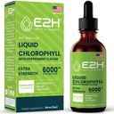 E2H Klorofill folyékony cseppek - Természetes energia booster, Immunrendszer támogatás és belső dezodor - Peppermint Flavor - 2 Fl Oz