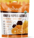 Méz és Propolis Lozenges Orange Flavor, Freshen Breath - enyhíti a torok - Immuntámogatás C-vitaminnal, D-vitaminnal és cinkkel, 20 gróf