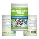 Pet Wellbeing Ultimate probiotic 9 Strains for Dog & Cats - Támogatja a Gut Microbiome and Digestion, Immunrendszeri ellátás, Vizeleti Tract Health, FOS, 2,5 milliárd CFU - 11,29 oz (320 g) por