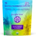 Purple Tree Organic Electrolyte Hydration Packets - Pina Colada Flavor, Sugar- Free Liquid Hydration Sticks for Rapid Rehidratation, Daily Electrolyte Drink Mix for Dehidratation Relief, 15 To- Packs