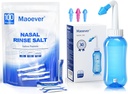 MAOEVER Neti Pot 130 Nasal Wash Salt Packets Sinus Rinse palack Orr Mosó Mosó Pressure Rinse Nase öntözést felnőtt és Kid BPA ingyenes 300 ML Sticker hőmérő