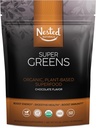 Super Greens # 1 Green Superfood Promotion 124; 100% USDA Organic Non-GMO Vegan Supplement 124; 20 + Whole Foods (Spirulina, Wheat Grass, Barley), Probiotics, Fiber & Enzimes (Eredeti, 30 Servings) (Csokoládé)