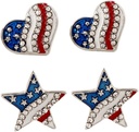 PRETYZOOM Hazafias fülek Amerikai zászló Eardrop a nők ékszerek Eardrop könnyű divatos fél Accessory