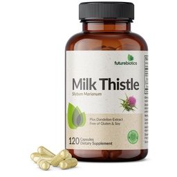 Futurebiotikumok Milk Thistle Silymarin Marianum & Gyermekláncfű kivonat máj-egészségügyi támogatás, antioxidáns támogatás, Detox, 120 kapszula