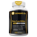 Soy Lecithin Capsules 1200mg (Egy nap, 100 Softgels) Immunszuppresszív kiegészítés Gazdag foszfolipidekben Támogatja a metabolizmus, agy & szív egészség & sejt funkciók készült az USA Non-GMO által Neonutrix