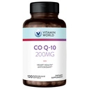 Vitamin World CoQ10 200 mg Softgels, Koenzim Q10 kiegészítők antioxidáns támogatás, Szív egészség és energia termelés, glutén mentes, 120 Rapid Release Softgels