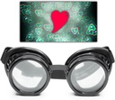 GloFX Black Heart Effect Diffraction Gogles - See Hearts - 3D Holografikus Visuals Edm Rave Outfit Steampunk Cosplay Zenei Fesztivál esszenciális