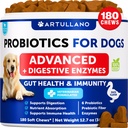 Probiotikumok kutyáknak - Support Gut Health, Itchy Skin, Allergia, Immunity, Easy Balance - Kutya probiotikumok és emésztési enzimek prebiotikumok - Csökkentése Hasmenés, Gáz - 180 probiotikus sajtok kutyáknak