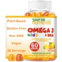 SHIBAA NUTRITION Halal Omega 3 gyerekeknek DHA Gumies az agyfejlesztés, Szív & Immun Support, Plant-Based, Non-GMO, AlgaeBased DHA, Gluten & Gelatin- Free Kids Omega 3 Gumies, 30 szerváció