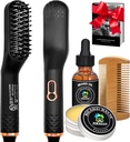 Beard Straightener w / Beard Oil & Balm & Guide E-Book, upgraded 3 in 1 Hair Straightener Brush Beard Straightening Comb, Unique Stocking Stuffers Ajándékok a férfiak neki apa férj születésnapi ajándékok