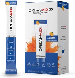 Alvássegéd ital Mix, DreamAid, Melatonin, Kamilla - Segít a felnőtteknek elaludni gyorsabb, alvás hosszabb és ébresztő fiatalodást, Zéró Sugar & Keto Friendly, 14 szerváció (csomag 1)