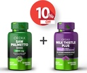 ORZAX Saw Palmetto 2000 mg 120 db Vegable Capsules and Milk Thistle Plus