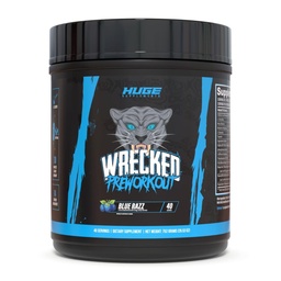 Wrecked Pre Workout Powder, Advanced Formula, Boosts Energy, Focus, Pumps & Performance, 10g L- Citrullin, 6.4g Beta Alanine, 5g Tyrosine, 1g Alpha GPC, 375mg Fast- Activing koffein & More (40 Servings)