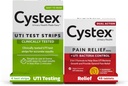 Cystex vizeletürítési fertőzés (húgyúti fertőzés) Test Strips + fájdalom enyhítés: 4 Test Strips & 48 kapszula fájdalomcsillapító gyógyszer