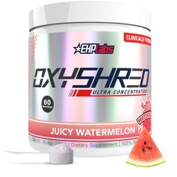 EHP Labs OxyShred Pre Workout Powder - Előedzés Powder L Glutamin & Acetyl L Karnitin, Energy Boost Drink - Juicy Görögdinnye, 60 szerváció