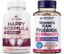 Folesome Wellness Happy Formula Natural Formula Relief Supplement + Dr. Formulált nyers probiotikumok Nők 100 milliárd CFU Bundle