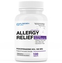 Pulegen Labs Allergia Relief, Fexofenadine 180mg, 100 tabletta - 24 óra Non- Drowsy Antihisztamin Allergia Orvosa Runny Orr, Tüsszentés, Itchy, Watery Eyes - Made in USA