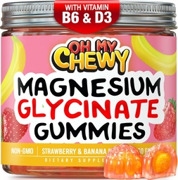 Center- Filled Magnézium Glicinate Gummees 400MG - Magas abszorpció gyerekeknek, Teens & Felnőttek - Supplement for Alvás, Nyugodt & Izom Relaxatio B6 & D3 - Gluten Free & Vegan Friendly - 120