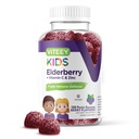 Viteey Sambucus Elderberry Gummees for Kids Immun Supplements with Vitamin D3 & C 3- vitamin Immunbooster - Vegetáriánus, Zselatin Free, Gluten Free, GMO Free - Tasty Chewable Berry Flavored