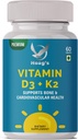 K2-vitamin (MK7) D3-pótlóval Csont- és Szív-egészségügyi Nem-GMO Formula 5000 NE D3-vitamin & 100 µg K2 MK- 7 Könnyen nyelhető D-vitamin & K Complex, 60 tabletta