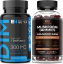 HATÉKONY NUTRA DIM kiegészítés 300mg & gomba gumik 2500mg - Extra Strength DIM + gombakomplexum ösztrogén hormon egyensúly, kezelése Acne & PCOS, Immun Support & Energy
