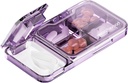 MURRI & MURRDI Pill Organizer a Pill Splitter Pill Cutter, Pill Box Cutter a kis vagy nagy pirula, kis gyógyszeres eset Vitamin Dispenser Holder, Portable Pill Crusher Purse Pocket (C lila)