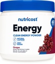 Nutricost Energy Drink Powder (Grape) (60 Servings) - Előkészítő kiegészítés természetes ízesítőkkel - nem-GMO, gluténmentes