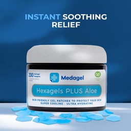 Hexagels Plus Aloe Vera - Advanced Healing Hydrogel Pad for Buborékcsomagolás Prevention & Soothing Burn Care - Foot, Heel, Toe, & Ankle Protection, Pack of 200, 1-Inch Patches, by Medagel, Paraben Free