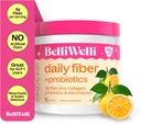 BelliWelli Fiber Supplement for Women & Men - Premium Daily Fiber Powder from Organic Acacia with Added Collagen, Electrolytes & Probiotics - No Bloat, Constipatio & Gut Health Support (Orange Yuzu)