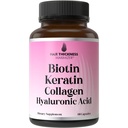 Biotin + Keratin + Marine Collagen + Hyaluronic Acid, 4- in- 1 Hair Growth Vitamins with 10000µg Biotin Capsules, Thickening Complex for Women & Men with Hair Thinning