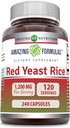 Amazing Formulas Red Yeast Rice 1200mg Per Serving 240 Capproving Supplementary 124; Non-modificate Aviation 124; Gluten Free Aviation 124; Made in USA