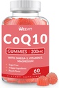 Cukor mentes CoQ10 gumik 200mg, Q10 w / Omega3 koenzim, E-vitamin felnőttek számára, Co Q10 kiegészítés antioxidáns, energia, agy támogatás