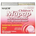 MAJOR Children 's Mapap Acetaminophen 160 mg rágótabletta - fájdalom enyhítő / láz csökkentő - aszpirin mentes - ibuprofen mentes - a 2-11- 24 éves korig (1 csomag)