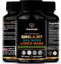 Shilajit, Sea Moss, Oroszlán sörénye, és Ashwagandha kapszula - Átfogó All-in -One Wellness Supplement for Mind, Body, and Vitality - 60 Vegan kapszula